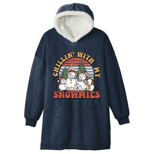 Cute Retro Snow Chillin With My Snowmies Cool Gift Hooded Wearable Blanket