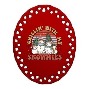 Cute Retro Snow Chillin With My Snowmies Cool Gift Ceramic Oval Ornament