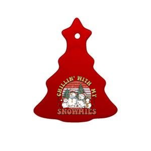 Cute Retro Snow Chillin With My Snowmies Cool Gift Ceramic Tree Ornament