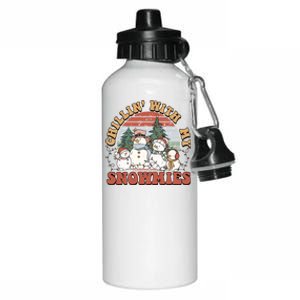 Cute Retro Snow Chillin With My Snowmies Cool Gift Aluminum Water Bottle