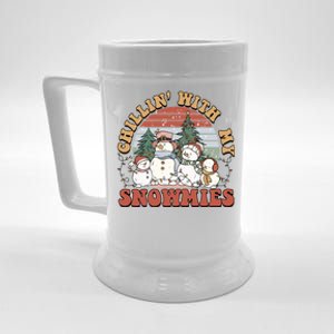 Cute Retro Snow Chillin With My Snowmies Cool Gift Beer Stein