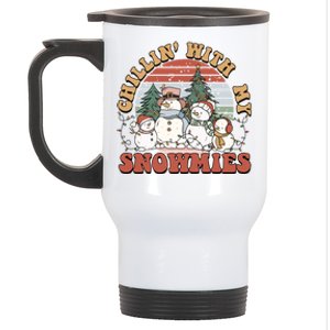 Cute Retro Snow Chillin With My Snowmies Cool Gift Stainless Steel Travel Mug