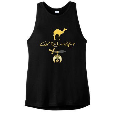 Camel Rider Shriner Masonic Symbol Freemason Ladies PosiCharge Tri-Blend Wicking Tank