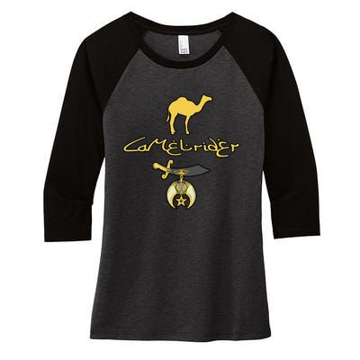 Camel Rider Shriner Masonic Symbol Freemason Women's Tri-Blend 3/4-Sleeve Raglan Shirt