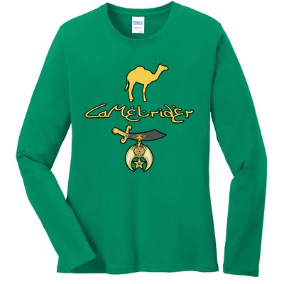 Camel Rider Shriner Masonic Symbol Freemason Ladies Long Sleeve Shirt