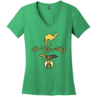 Camel Rider Shriner Masonic Symbol Freemason Women's V-Neck T-Shirt