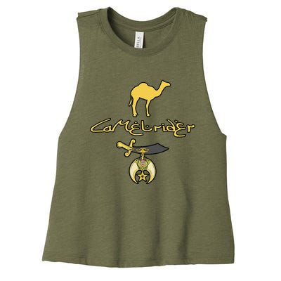 Camel Rider Shriner Masonic Symbol Freemason Women's Racerback Cropped Tank