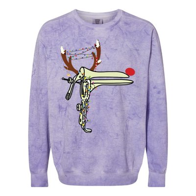 Christmas Reindeer Speculum Nurse Obgyn Obstetrics Doula Colorblast Crewneck Sweatshirt