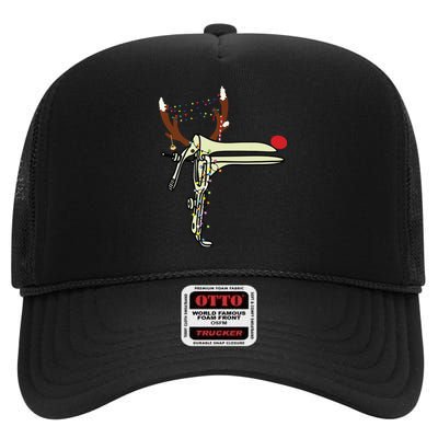 Christmas Reindeer Speculum Nurse Obgyn Obstetrics Doula High Crown Mesh Back Trucker Hat