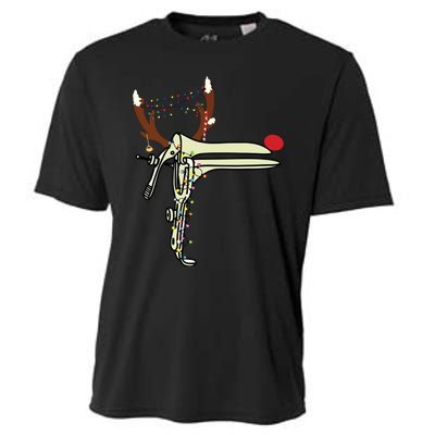 Christmas Reindeer Speculum Nurse Obgyn Obstetrics Doula Cooling Performance Crew T-Shirt