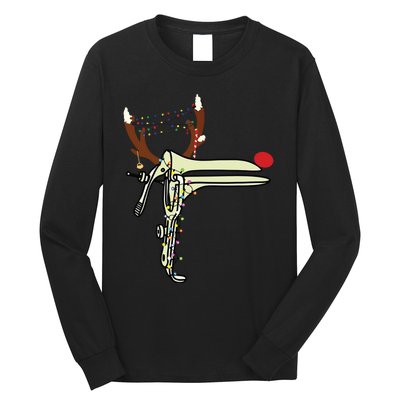 Christmas Reindeer Speculum Nurse Obgyn Obstetrics Doula Long Sleeve Shirt