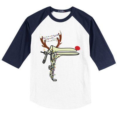 Christmas Reindeer Speculum Nurse Obgyn Obstetrics Doula Baseball Sleeve Shirt