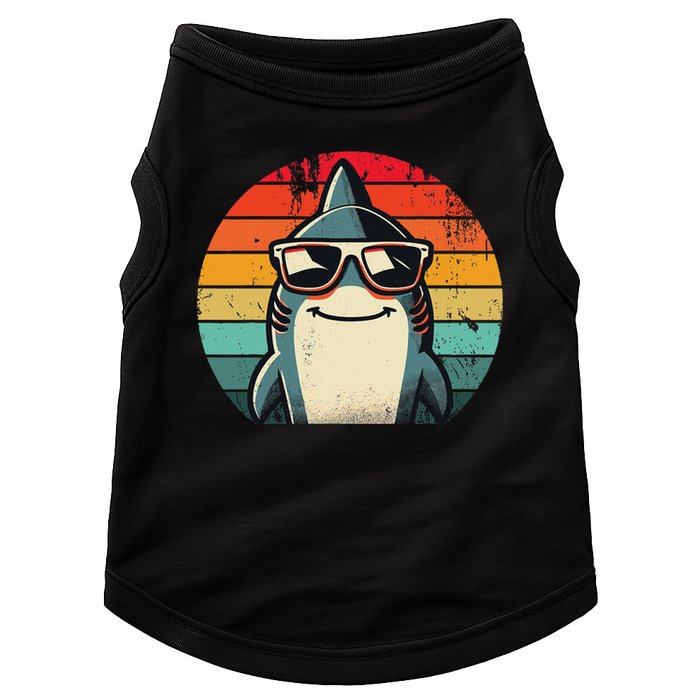Cool Retro Shark In Sunglasses 70s 80s 90s Funny Shark Doggie Tank