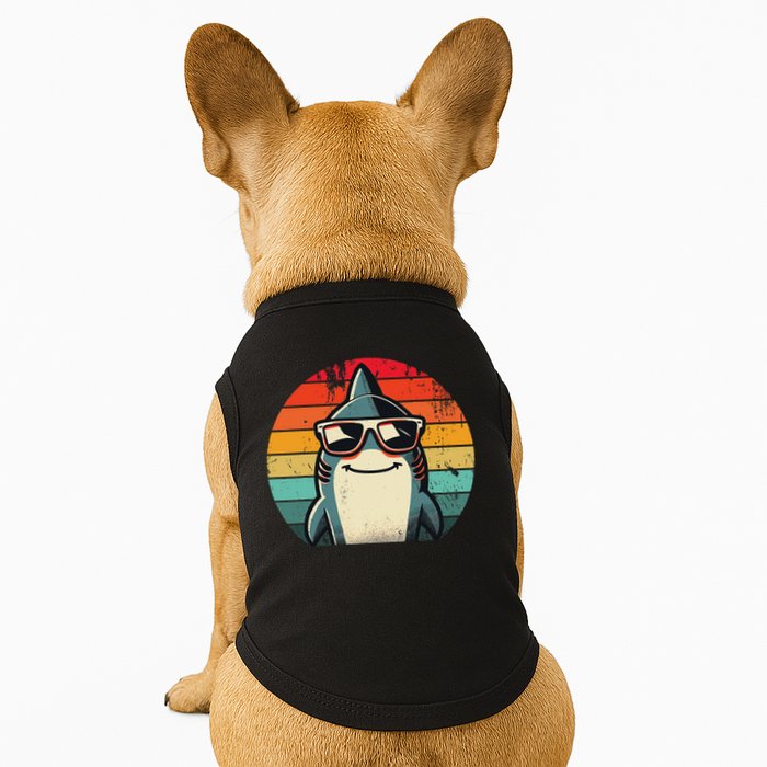Cool Retro Shark In Sunglasses 70s 80s 90s Funny Shark Doggie Tank