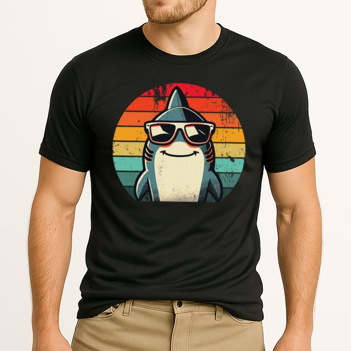 Cool Retro Shark In Sunglasses 70s 80s 90s Funny Shark Performance Shirt