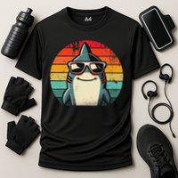 Cool Retro Shark In Sunglasses 70s 80s 90s Funny Shark Performance Shirt