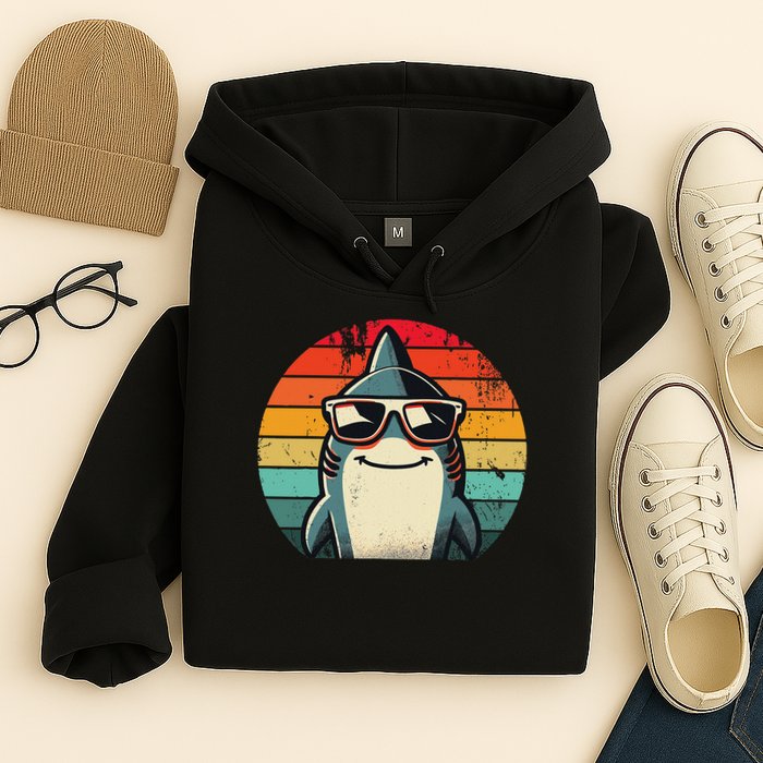 Cool Retro Shark In Sunglasses 70s 80s 90s Funny Shark Hoodie