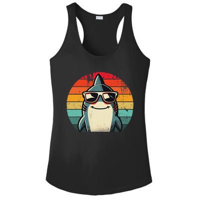 Cool Retro Shark In Sunglasses 70s 80s 90s Funny Shark Ladies PosiCharge Competitor Racerback Tank