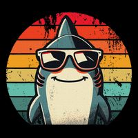 Cool Retro Shark In Sunglasses 70s 80s 90s Funny Shark Bag