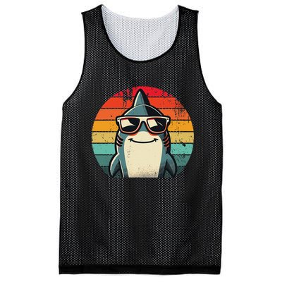 Cool Retro Shark In Sunglasses 70s 80s 90s Funny Shark Mesh Reversible Basketball Jersey Tank