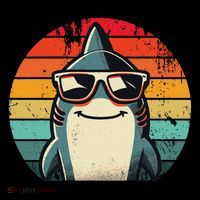 Cool Retro Shark In Sunglasses 70s 80s 90s Funny Shark Magnet