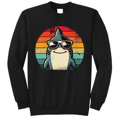 Cool Retro Shark In Sunglasses 70s 80s 90s Funny Shark Tall Sweatshirt