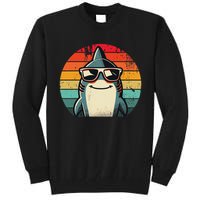 Cool Retro Shark In Sunglasses 70s 80s 90s Funny Shark Tall Sweatshirt