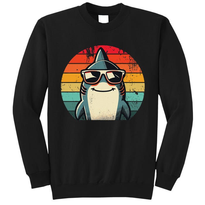 Cool Retro Shark In Sunglasses 70s 80s 90s Funny Shark Tall Sweatshirt