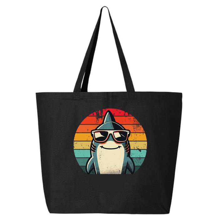 Cool Retro Shark In Sunglasses 70s 80s 90s Funny Shark 25L Jumbo Tote