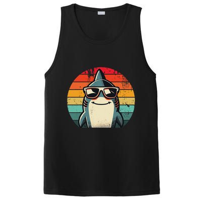 Cool Retro Shark In Sunglasses 70s 80s 90s Funny Shark PosiCharge Competitor Tank