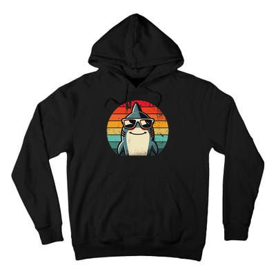 Cool Retro Shark In Sunglasses 70s 80s 90s Funny Shark Tall Hoodie