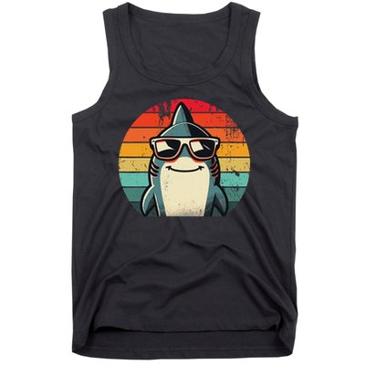 Cool Retro Shark In Sunglasses 70s 80s 90s Funny Shark Tank Top