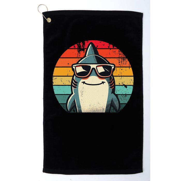 Cool Retro Shark In Sunglasses 70s 80s 90s Funny Shark Golf Towel