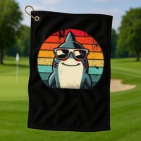 Cool Retro Shark In Sunglasses 70s 80s 90s Funny Shark Golf Towel