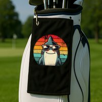 Cool Retro Shark In Sunglasses 70s 80s 90s Funny Shark Golf Towel