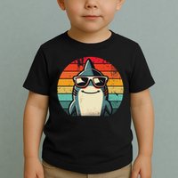 Cool Retro Shark In Sunglasses 70s 80s 90s Funny Shark Toddler T-Shirt