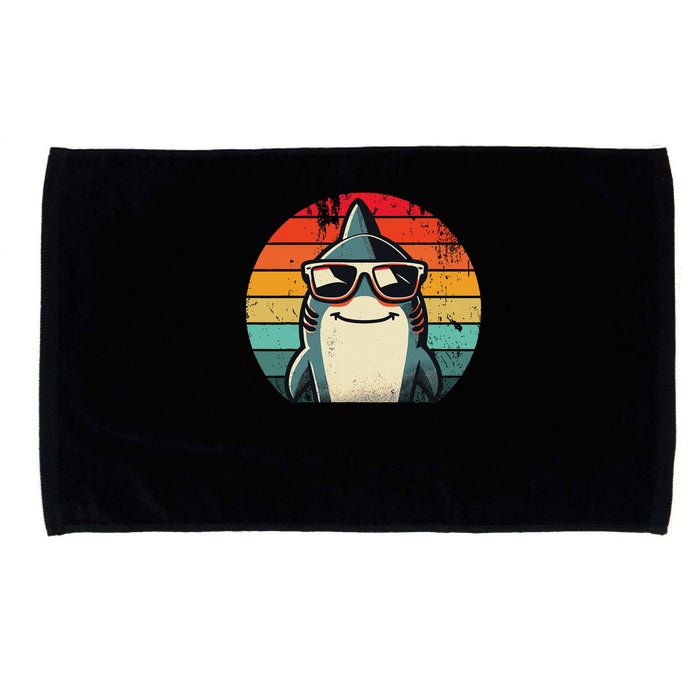 Cool Retro Shark In Sunglasses 70s 80s 90s Funny Shark Microfiber Hand Towel