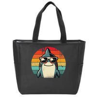 Cool Retro Shark In Sunglasses 70s 80s 90s Funny Shark Zip Tote Bag