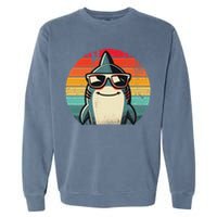 Cool Retro Shark In Sunglasses 70s 80s 90s Funny Shark Garment-Dyed Sweatshirt