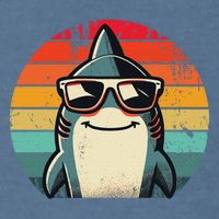 Cool Retro Shark In Sunglasses 70s 80s 90s Funny Shark Garment-Dyed Sweatshirt