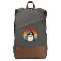Cool Retro Shark In Sunglasses 70s 80s 90s Funny Shark Cotton Canvas Backpack