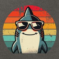 Cool Retro Shark In Sunglasses 70s 80s 90s Funny Shark Cotton Canvas Backpack