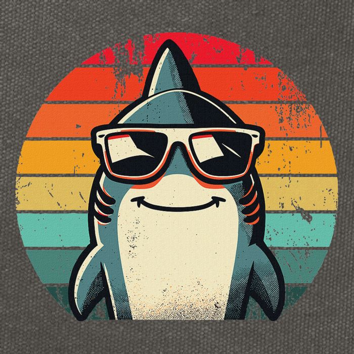 Cool Retro Shark In Sunglasses 70s 80s 90s Funny Shark Cotton Canvas Backpack