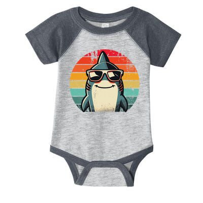 Cool Retro Shark In Sunglasses 70s 80s 90s Funny Shark Infant Baby Jersey Bodysuit