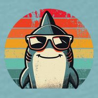 Cool Retro Shark In Sunglasses 70s 80s 90s Funny Shark Sueded Cloud Jersey T-Shirt