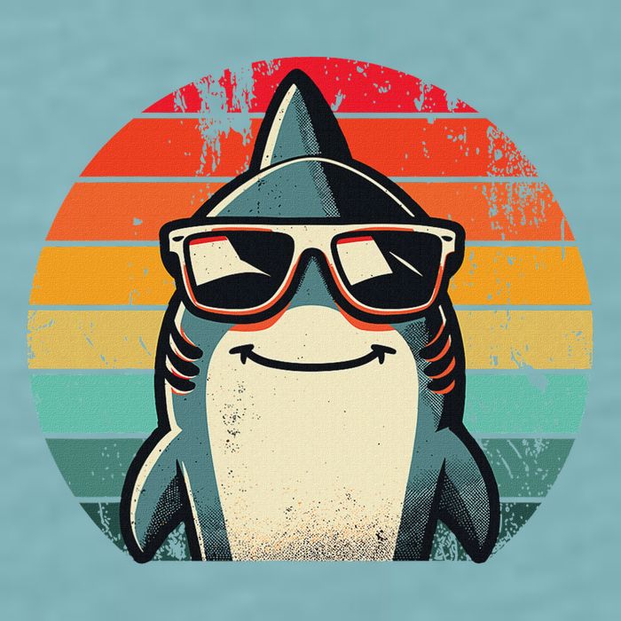 Cool Retro Shark In Sunglasses 70s 80s 90s Funny Shark Sueded Cloud Jersey T-Shirt