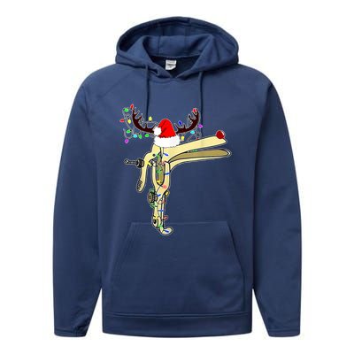 Christmas Reindeer Speculum Nurse Obgyn L And D Nursing Xmas Gift Performance Fleece Hoodie