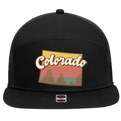 Colorado Retro Sunset Logo 7 Panel Mesh Trucker Snapback Hat