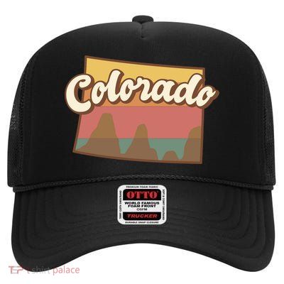 Colorado Retro Sunset Logo High Crown Mesh Back Trucker Hat