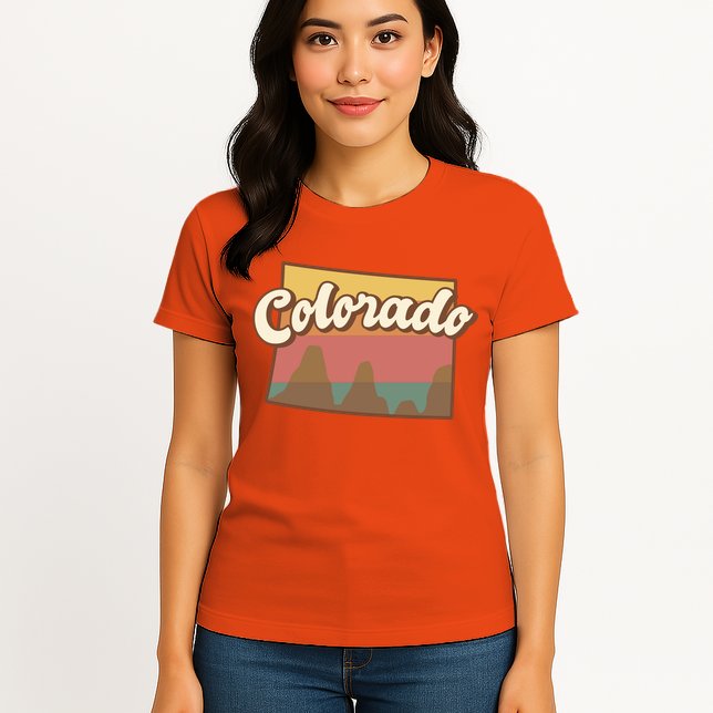 Colorado Retro Sunset Logo Womens T-Shirt